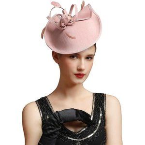 Fascinator Feather Tea Party Pillbox Derby Hat 2 Pink